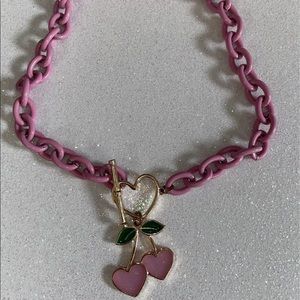 strawberry hearts choker necklace :)